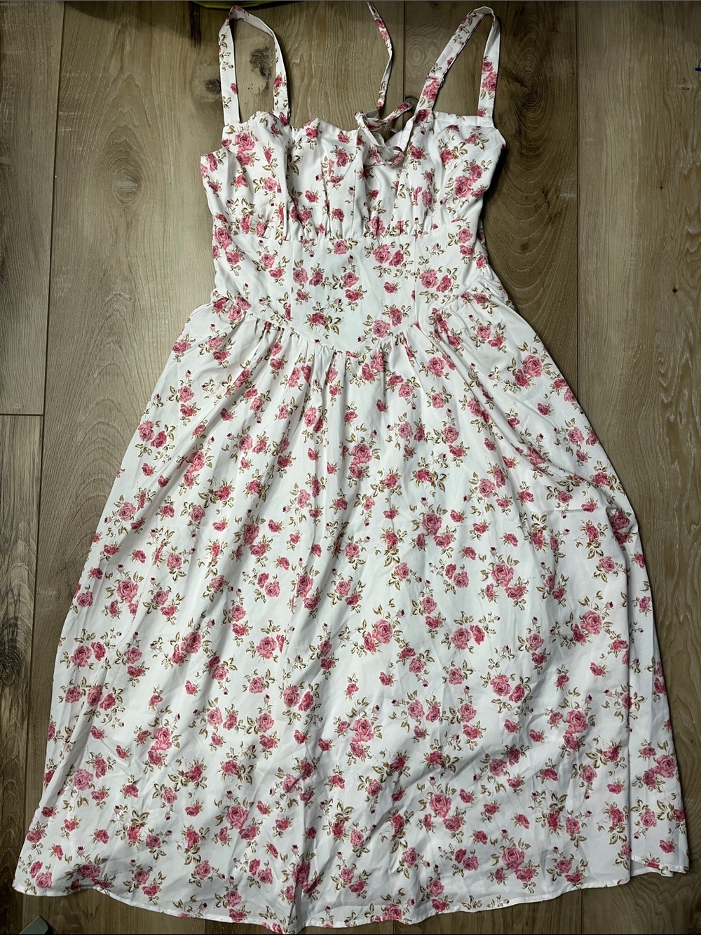 Scarlet Darkness Floral Milkmaid Cottagecore Pin-up Boho Midi Dress Size M NEW - Picture 2 of 8